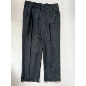 J Riggings Cuffed and Pleated Mens Tweed Slacks  38 Grey  Tweed 65% Polyester 35
